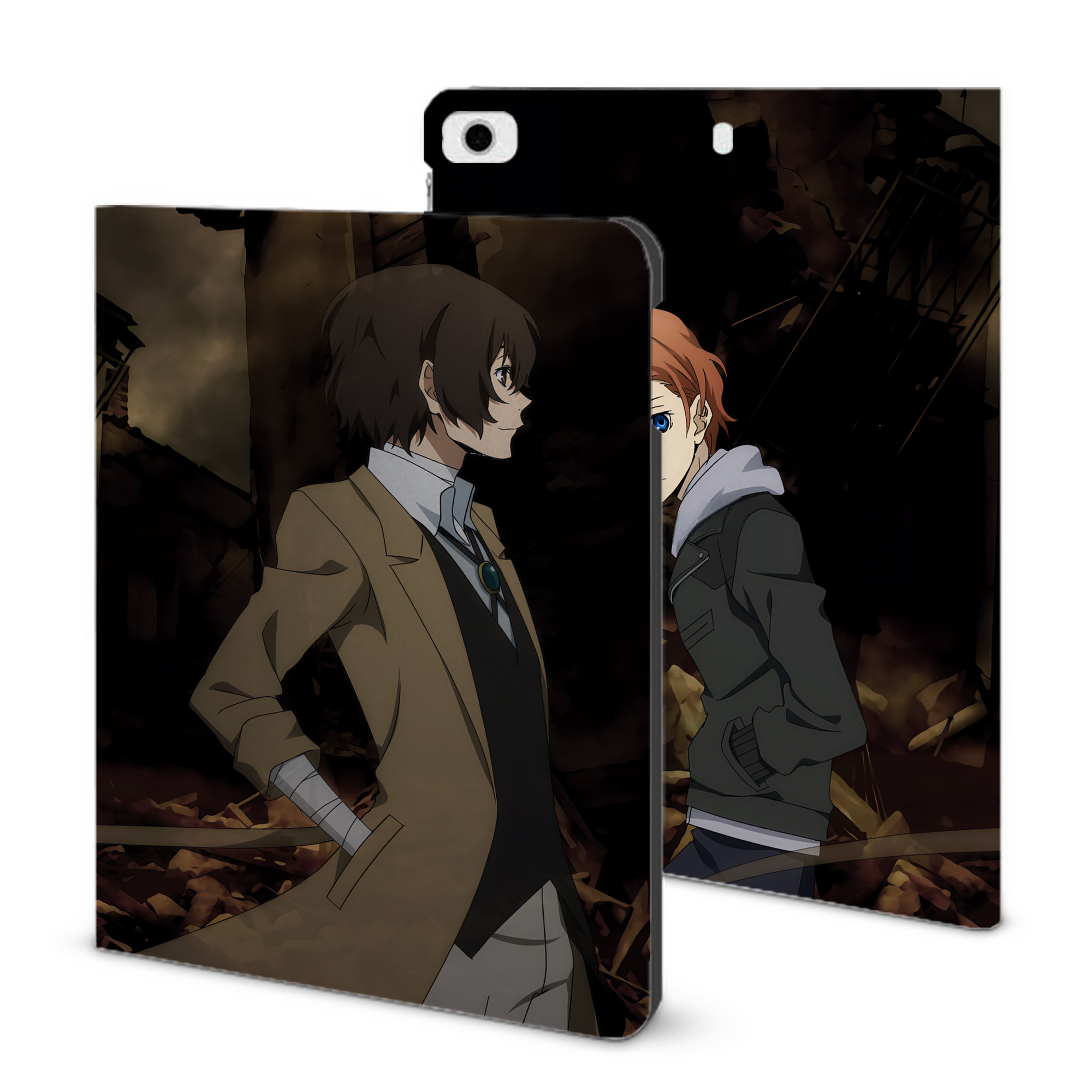 （画像用） 文豪ストレイドッグス Bungo Stray Dogs IPad ケース ブック型 PUレザー TPU 耐衝撃 軽量 薄型 ペン収納なし 全面保護 IPad 各モデル対応